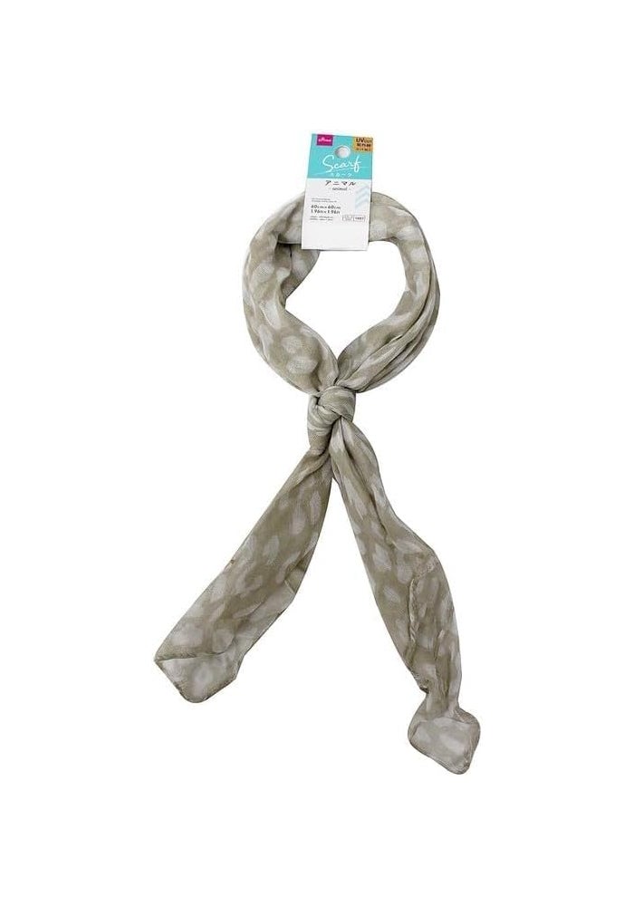 DAISO UV Cut Animal Print Scarf - Grey (1.96ft x 1.96ft) - Image 1